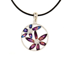 Ciondolo in argento con fiori di filigrana smaltati