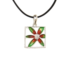 Ciondolo in argento con fiore di filigrana smaltato